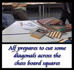 Cutting diagonals across chess board