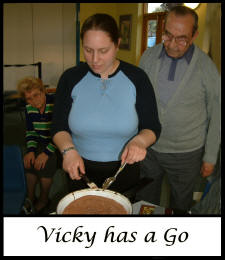 Vicky has a go