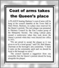 PHOTO: Newspaper cutting concerning Hackney plaque